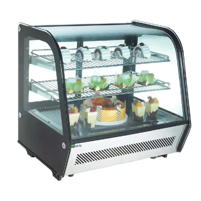 Mejor Venta de acero inoxidable 120L dos capas 160W refrigeración comercial pastel pantalla nevera refrigerador