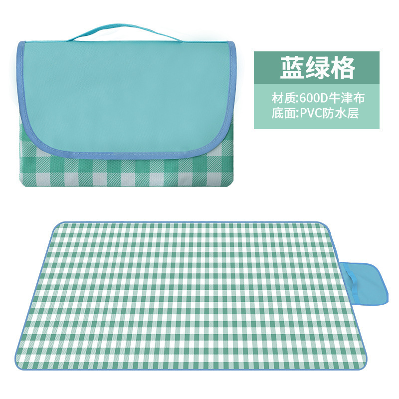 Blue-green plaid Oxford cloth