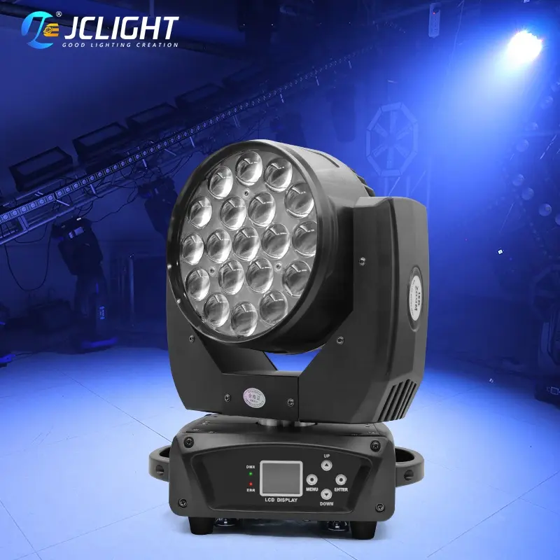 핫 세일 19PC 15w Led 파 줌 워시 이동 빛 19x15w Rgbw 4in1 DJ 무대 조명 Led 워시 줌 이동 헤드