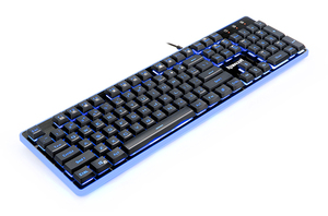 Teclado mecánico con cable RGB para juegos de ordenador, diseño ergonómico colorido, teclas multimedia