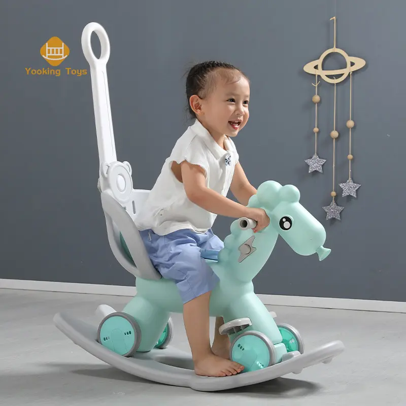 Taman kanak-kanak kuda dalam ruangan anak-anak naik mainan 2 In 1 bayi kursi goyang anak naik mainan roda goyang berjalan hadiah anak-anak
