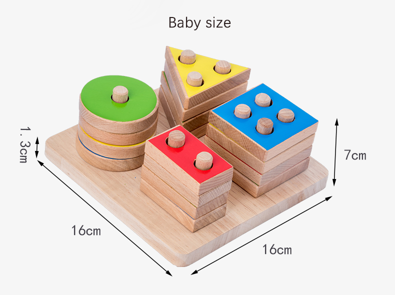 Wooden Montessori Children Four-column Shape Matching Geometric Block Set Toys For Kids