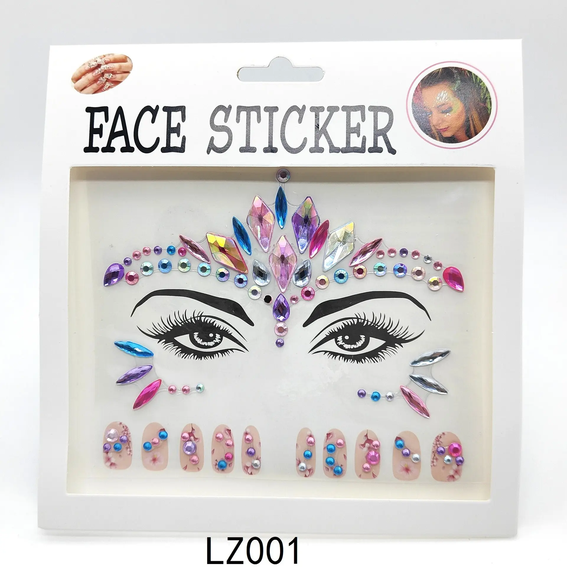 Mermaid Rhinestone costume makeup kit Glitter Face crystal gem sticker nail diamond full cover sticker for carnival party