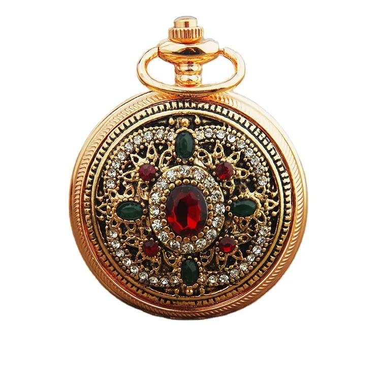 Relógio de bolso vintage para mulheres, relógio de quartzo multicolor para atacado
