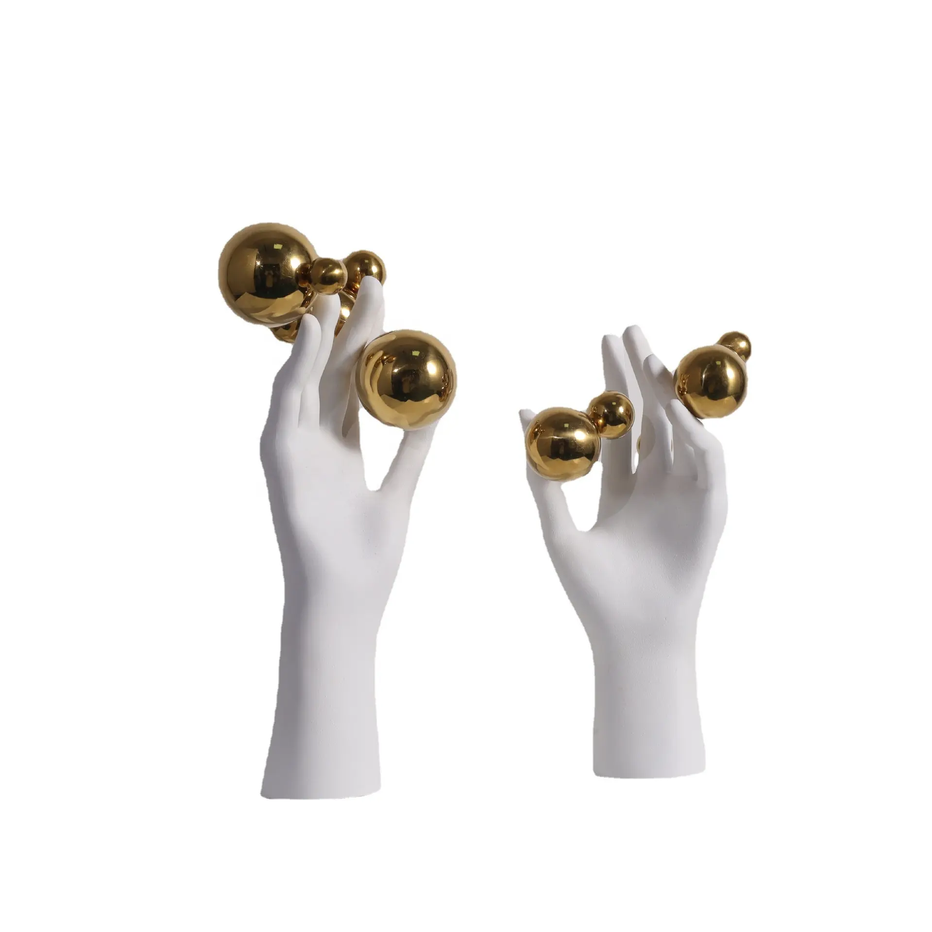 מודרני מופשט יד צורת דמות פיסול עם זהב כדור למלון