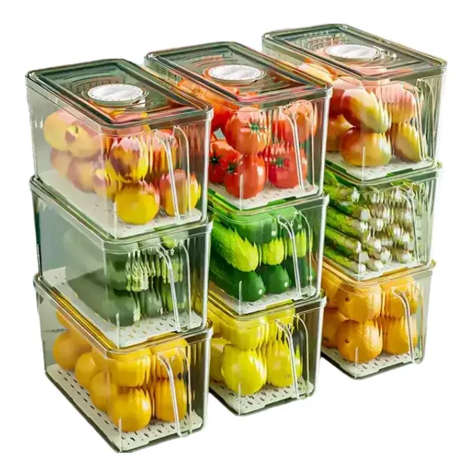 กล่องใส่ผักผลไม้ใส่อาหารสัตว์เลี้ยงตู้เย็นที่เก็บผักนำมาใช้ใหม่ได้
