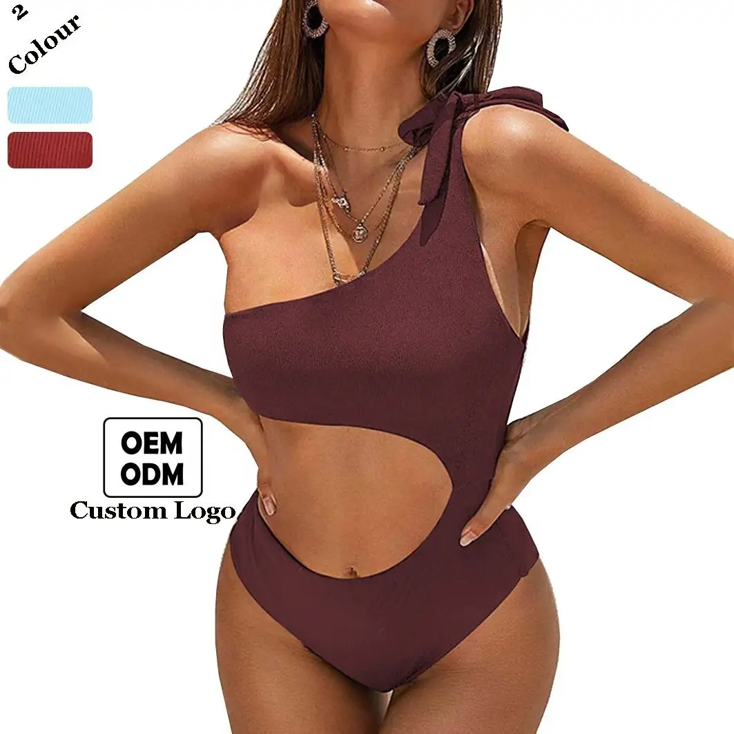 Nuovo Colore Solido di Un Pezzo Costumi Da Bagno Una Spalla Bikini delle Donne Hollow-out Costume Da Bagno Sexy Charming Della Vita Bikini Beach vestiti