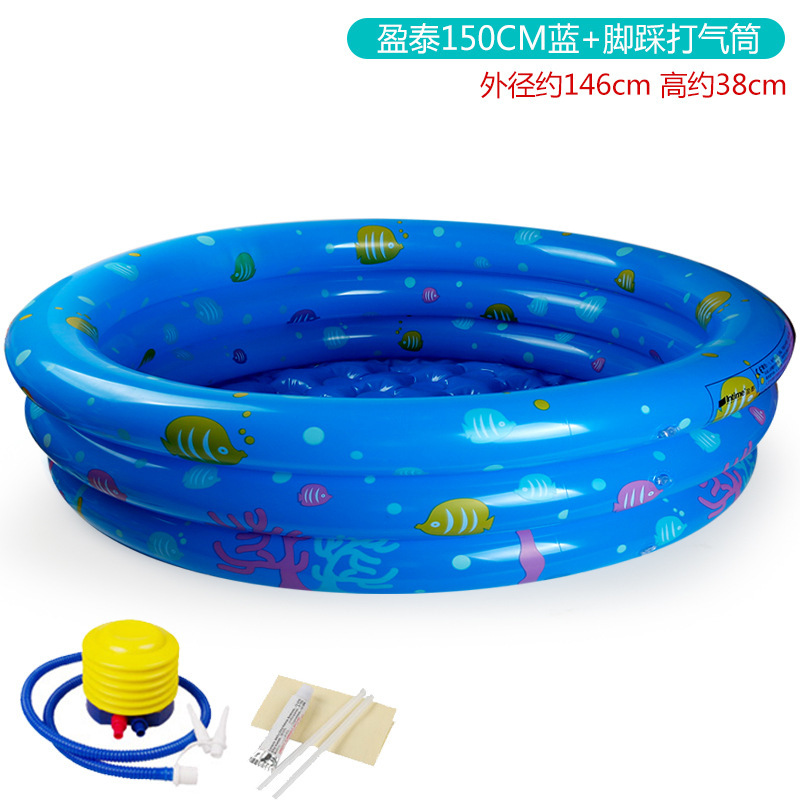 Piscina inflable con fondo de burbujas de tres capas azul de 150 cm