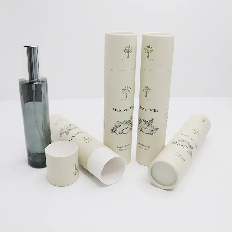 Tubo de cartón reciclable personalizado 30ml 50ml botella cilindro caja de embalaje de perfume redondo