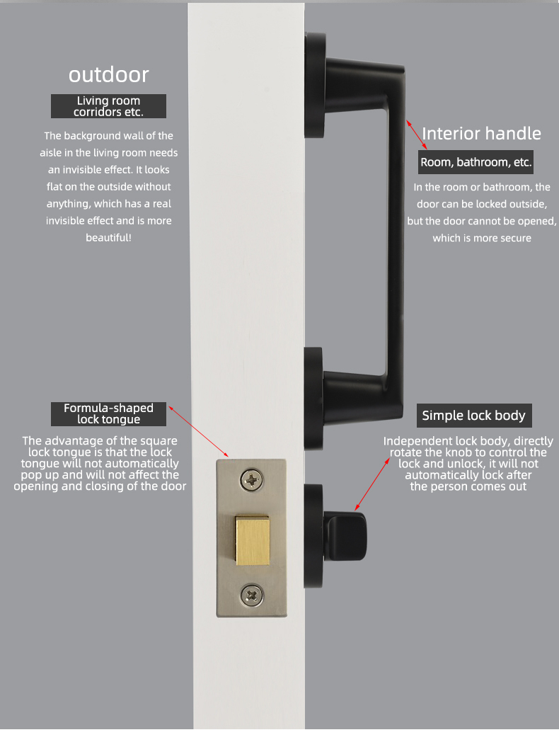 Professional Manufacturer Black Door Handle Zinc Alloy Mortise Lever Door Handle Lock For Indoor