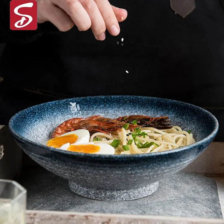 Cuenco Ramen de cerámica de estilo japonés de 27oz, cuenco de sopa profunda, grandes para Pasta ensaladeras, cereales, postres, cuencos apilables para servir