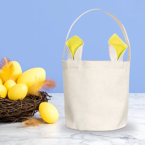 <strong>China</strong> Warehouse FAST Ship Round Easter Buckets Tote Bags Easter <strong>Bunny</strong> Baskets with Handle for Kids Easter Egg Hunts DIY