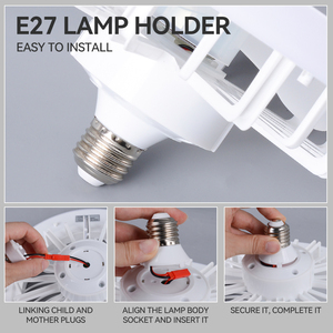 Wind Speedsled Fan Light Control remoto E27 LED Fan Ventilador de techo con luz NUEVO Moderno 80 Dormitorio Sala de estar Mini Diblacke 3 PC - Product Image 5