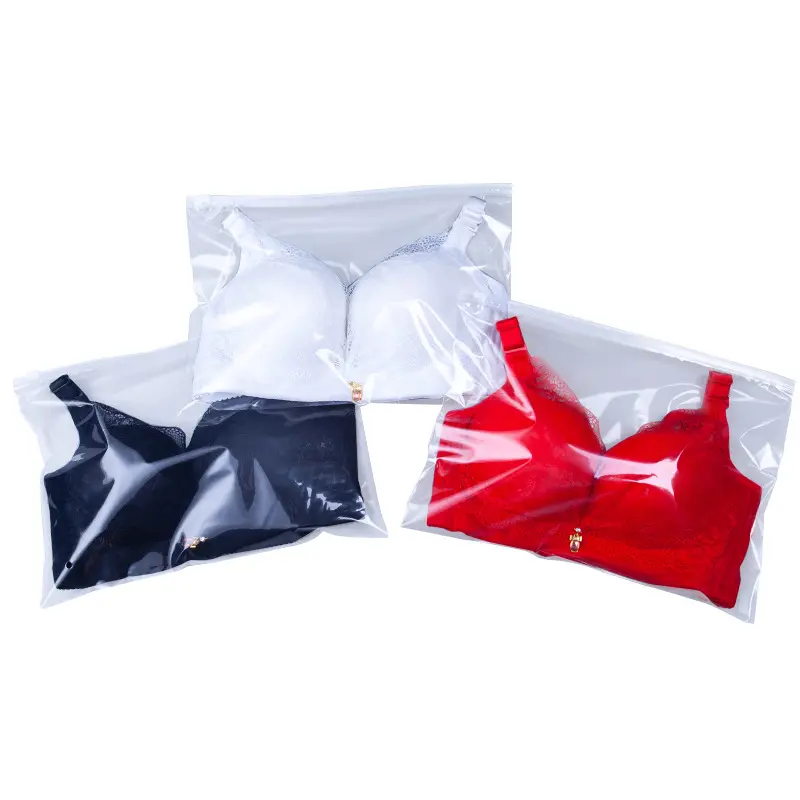 Soutien-gorge sous-vêtements sac à fermeture éclair pe transparent givré femmes maillot de bain sac en plastique vêtements sac en gros