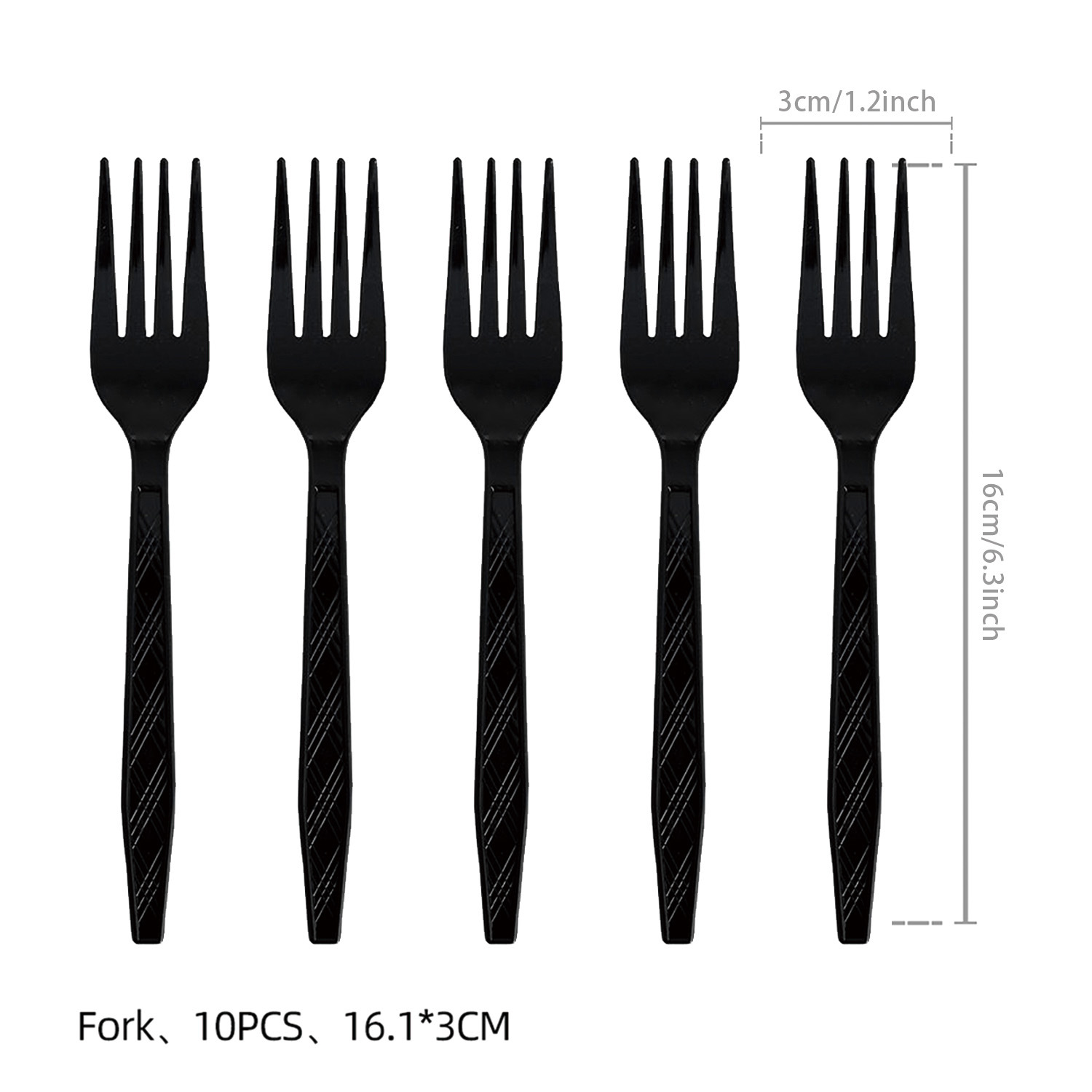 Tenedor negro*10 unidades
