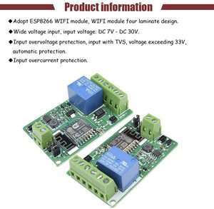 ESP8266 Netzwerk relais WIFI-Modul 220V 10A DC 7-30V 4-Schicht-Platine TVS-Eingang Automatischer Schutz - Product Image 2