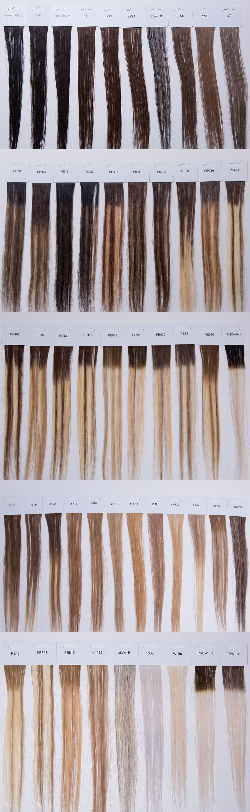 Les diverses couleurs acceptent