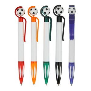 足球造型廉价散装促销塑料圆珠笔，带定制标志 - Product Image 2