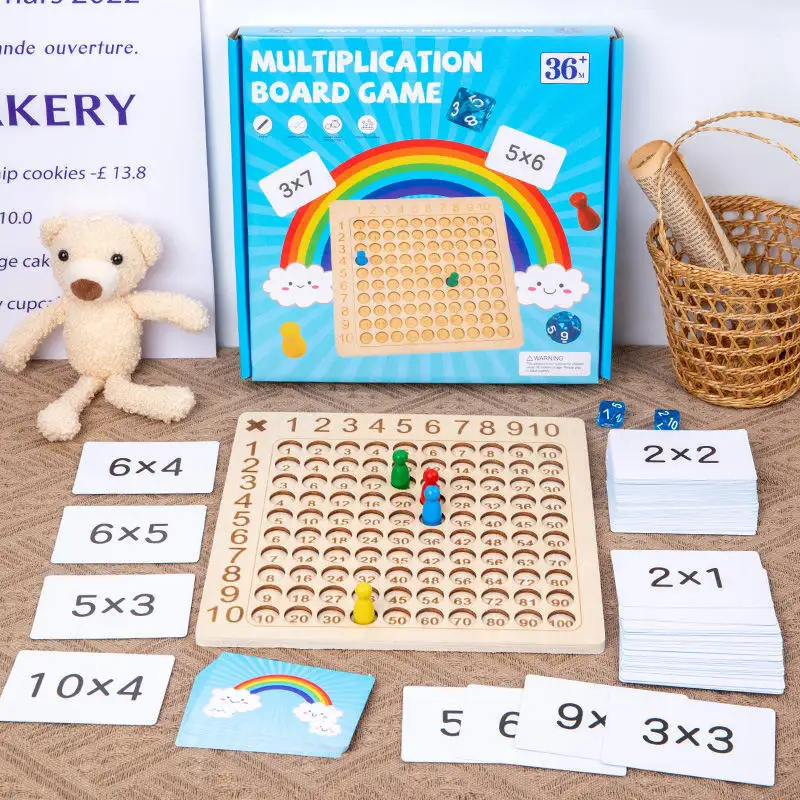 Brinquedo Montessori para Estudo de Matemática, brinquedo educativo infantil de madeira para crianças, jogo de tabuleiro de multiplicação, brinquedo de matemática infantil