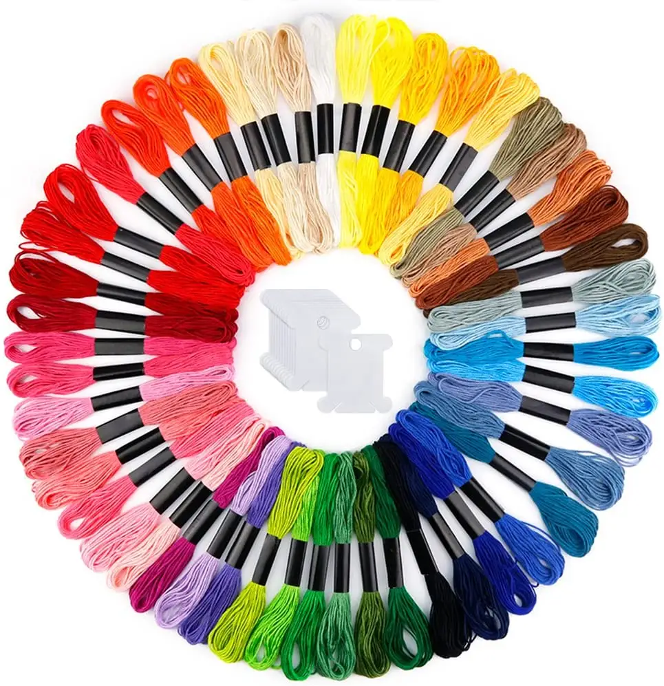 Bobines de fil de broderie en polyester réfléchissantes, couleurs arc-en-ciel, 100, fil à broder pour chaussures, bracelets d'amitié, 50 étrier