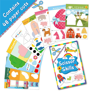 48PCS/Set Toddler Scissor Skills Fun Activity <strong>Booklet</strong> Art &amp; <strong>Crafts</strong> Kit Practice and Coloring Workbook Strengthen Creativity - Product Image 1