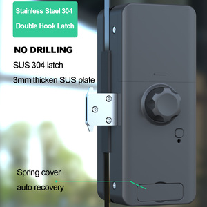 Glass Fingerprint Door <strong>Lock</strong> Stain Steel Double Sliding Door <strong>Lock</strong> <strong>Blue</strong> Tooth Tuya Mechanical <strong>Key</strong> Remote Control <strong>Lock</strong> - Product Image 5
