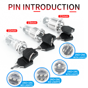 HUSA 16mm 19mm 22mm <strong>Push</strong> <strong>Button</strong> <strong>Switch</strong> 2/3 Position Self-locking Self-reset 1NO1NC 2NO2NC 24V 220V Selector <strong>Switch</strong> <strong>with</strong> <strong>Key</strong> - Product Image 3