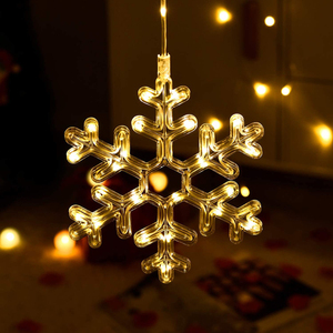 TSINYE Copo de nieve para interiores y exteriores Luz LED Navidad Boda Fiesta Decoración Copo de nieve Forma Ventana Cortina Cadena de luces - Product Image 3