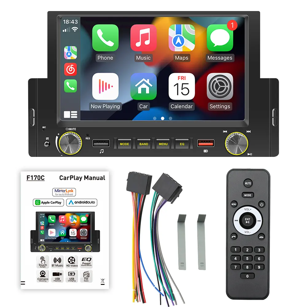 Single Din Car MP5 Player Reprodutor De Vídeo FM De Carro Carplay Sistema De Áudio Auto MP5 DVD Player