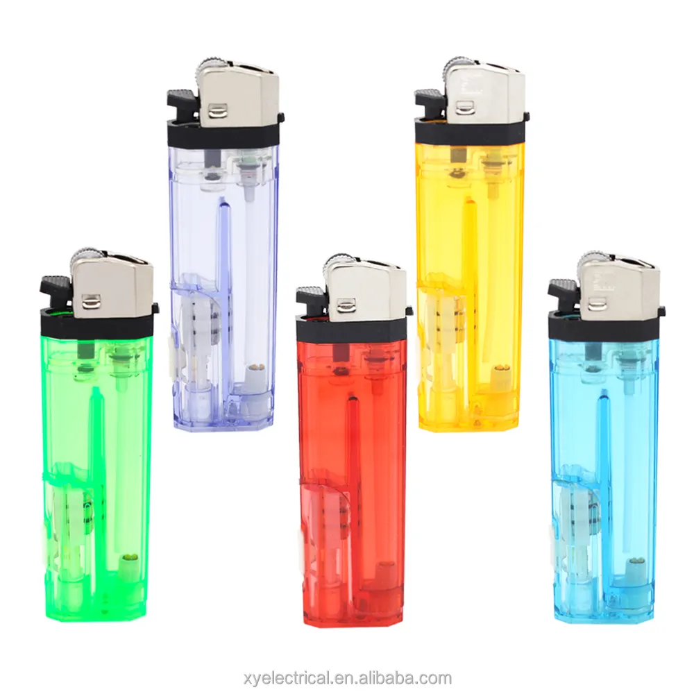 Briquet LED à gaz rechargeable multifonctionnel en plastique coloré de qualité stable avec lampe de poche