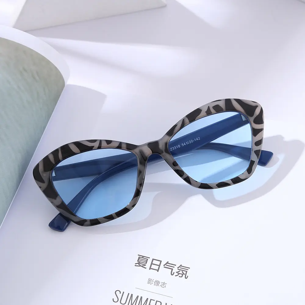 2024 kustom kacamata hitam wanita bingkai mata kucing UV400 kacamata polos model pabrik kacamata hitam