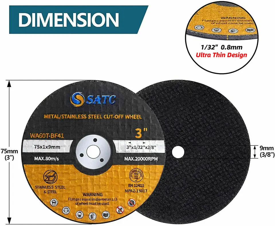 25 adet 3-Inch kesim tekerlekler 3/8 "Arbor kalıp taşlayıcı Metal kesme disk bıçak aracı 3 Cut tekerlekler Arbor Die aracı aşındırıcı disk