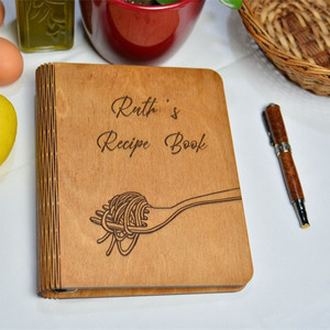 Personalized Cook <strong>Book</strong> Wooden Note <strong>Book</strong> Chef Custom Journal Recipe <strong>Book</strong> - Product Image 3