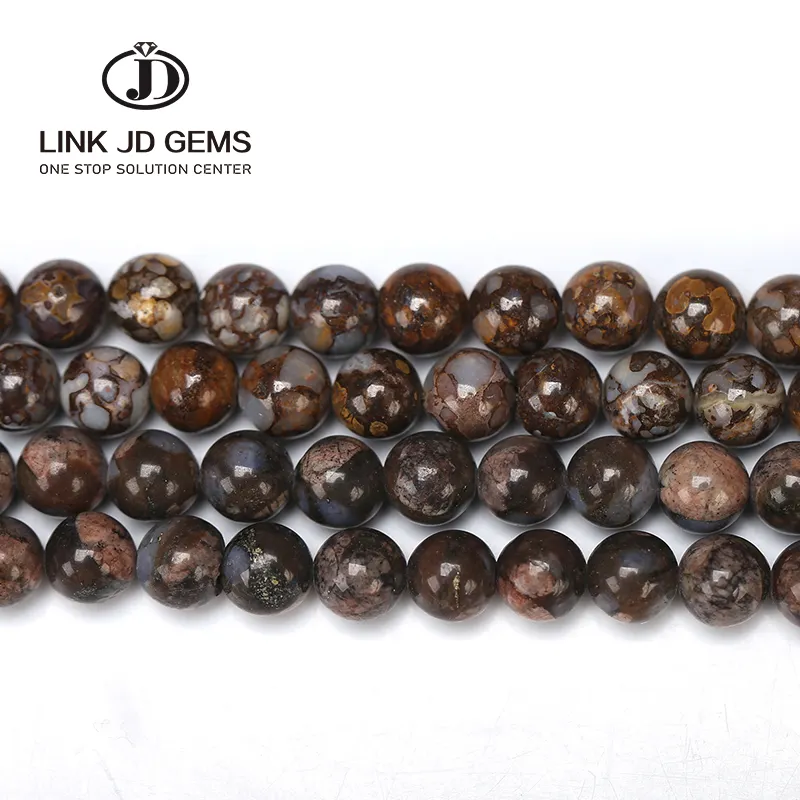 Colorido único ópalo Natural de piedras preciosas redondas tamaño 4 6 8mm elegir tamaño Color marrón piedra de ópalo DIY cuentas para pulsera de los hombres joyería de Mak