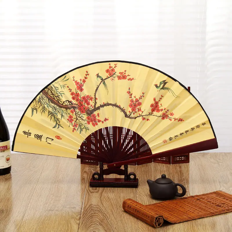 Adereços de casamento decoração chinesa do fã da peônia, itens dobráveis de decoração da festa do ventilador