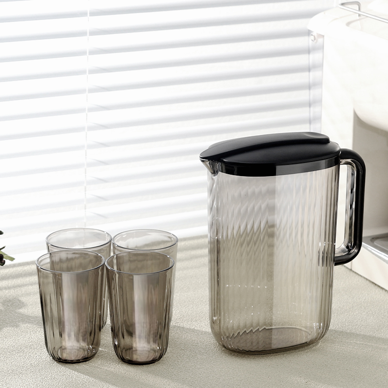 Carafe + 4 tasses-Couleur noire