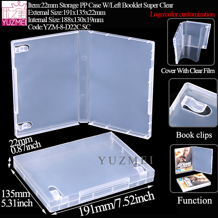 22mm Storage PP Case W/Left Booklet Super Clear