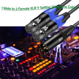 专业麦克风音频适配器3针2 XLR母对1公插孔XLR <span class=keywords><strong>Y</strong></span>分离器电缆
