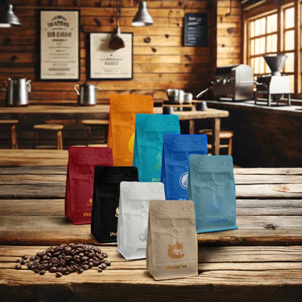250 г крафт-кофейный мешок, Заводская переработка, изготовленная на заказ, влагостойкая подставка для упаковки пищевых продуктов, бумажные пакеты с клапаном