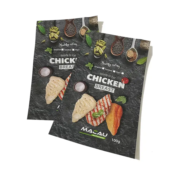 Sacchetto di storta per microonde a tre lati con sigillo per petto di pollo pronto per mangiare l'imballaggio alimentare