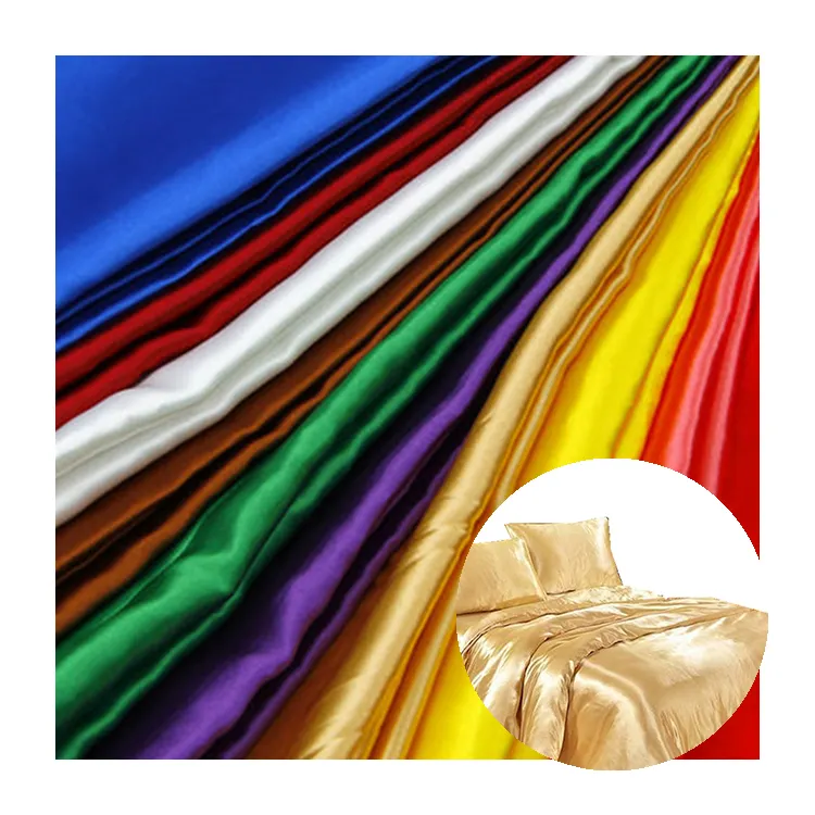 A buon mercato all'ingrosso materiale lucido tinta unita custom twill 100% poly seta da sposa tessuto di raso in poliestere