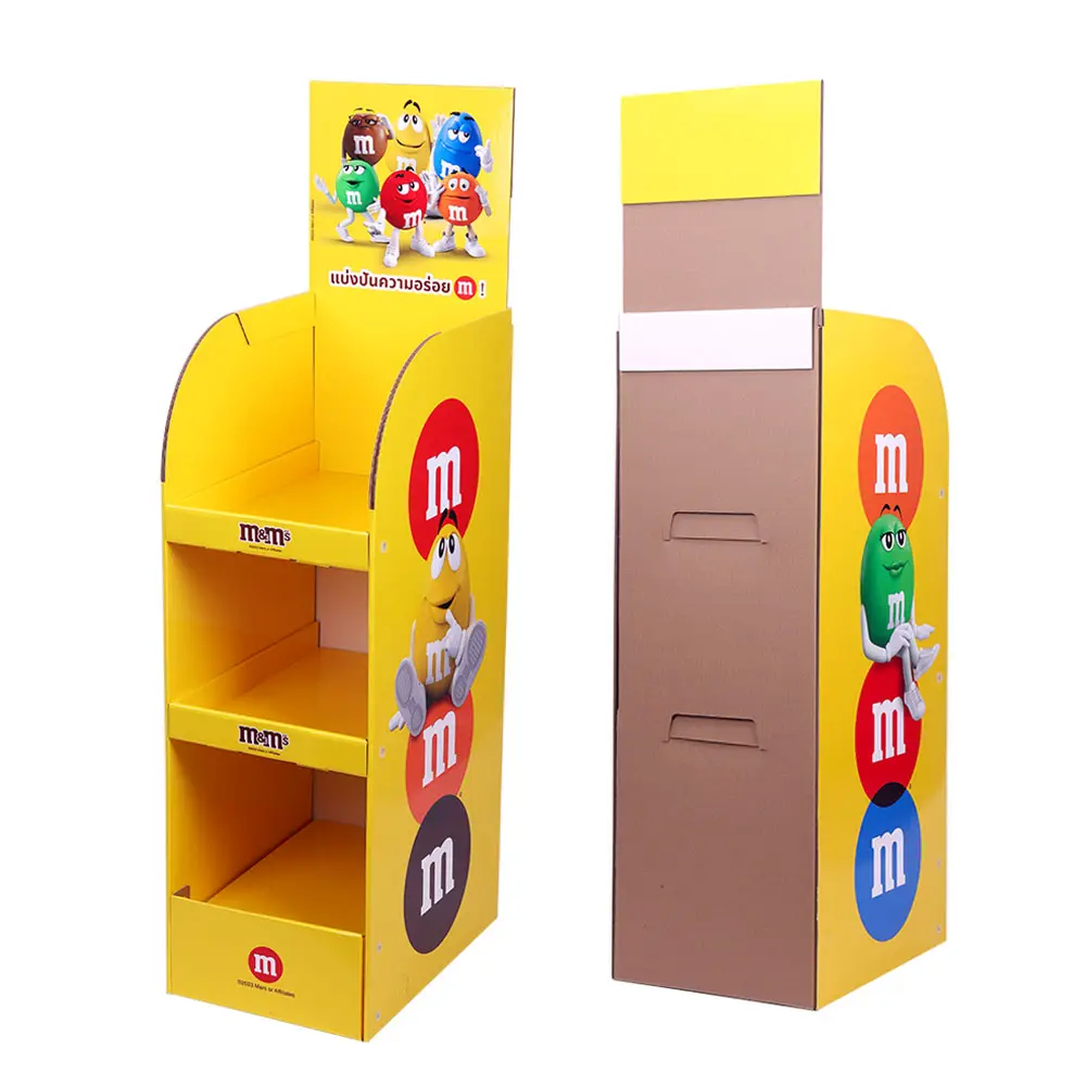 Venta al por mayor personalizado CMYK impresión brillante productos de cartón Display Pop Up bastidores soporte de suelo para supermercado