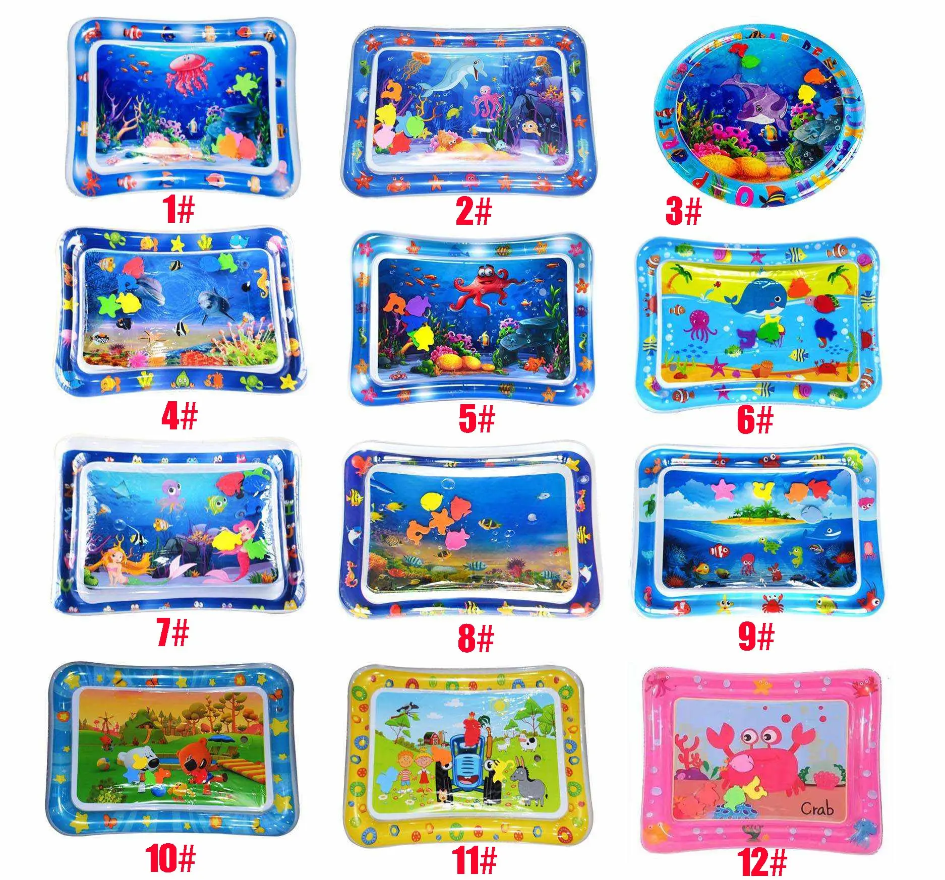 Groothandel En Aanpassen Pvc Tummy Tijd Baby Water Mat Opblaasbare Baby Water Spelen Mat