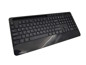 Teclado ergonómico de ordenador de tamaño completo, con reposamuñecas, soporte para teléfono y tableta, 2,4G, USB tipo C, teclado inalámbrico