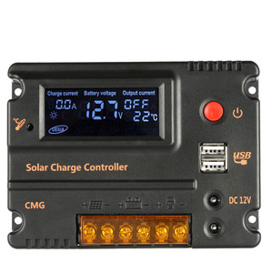 Controller solare Cmg 12V 24V 20A Display retroilluminazione LCD negativo comune Controller caricatore solare Dual USB 5V e DC 12V - Product Image 5
