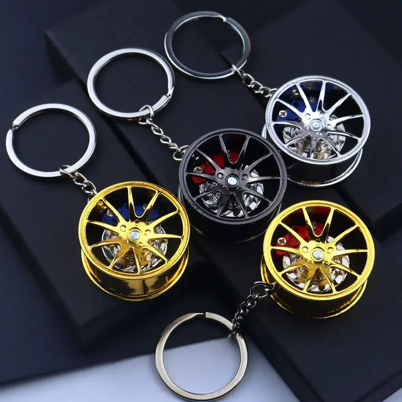 Chất Lượng Cao Tùy Chỉnh 3D Trống Mát Kim Loại Keychain Sáng Tạo Bánh Xe Trung Tâm Xe Móc Chìa Khóa Vòng Kim Loại Móc Keychain Với Chuỗi