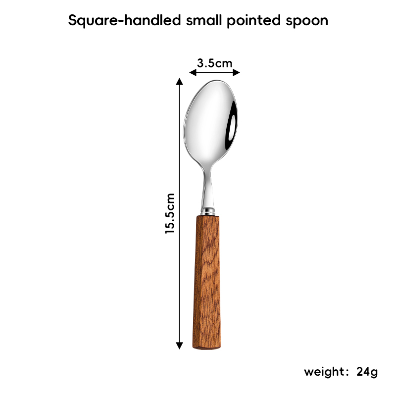 304 Sapele wood handle small pointed spoon