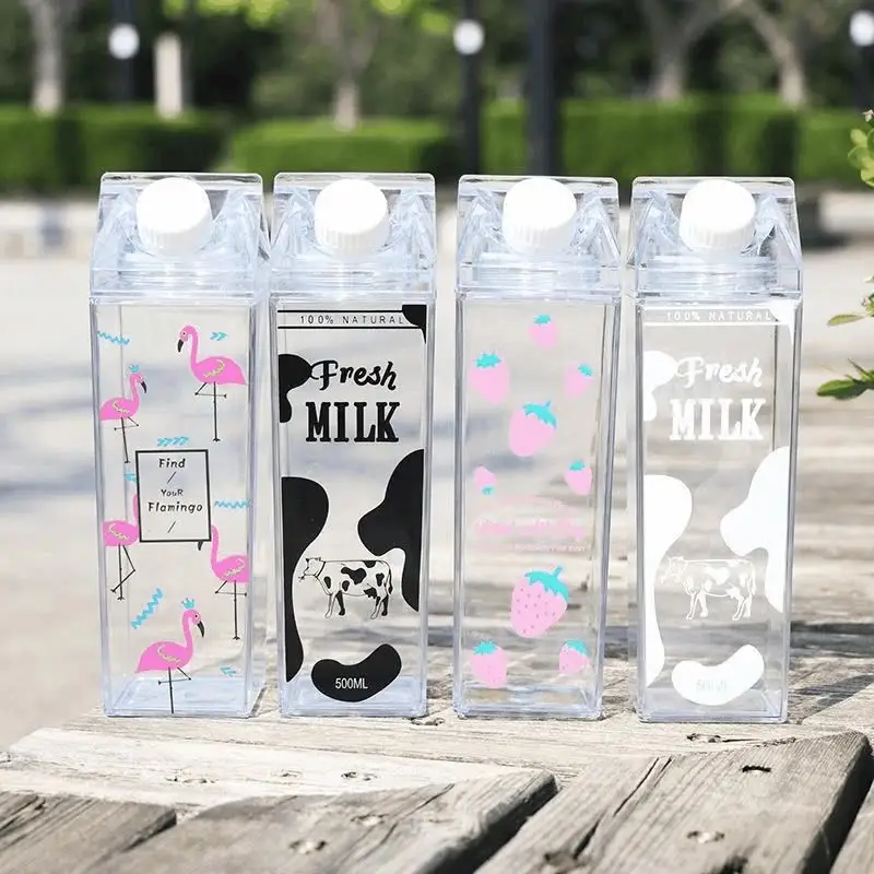 free see through milk carton shaped caja de carton de leche transparente water acrylic bottle