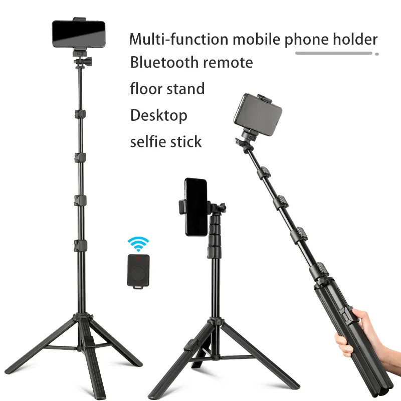 ZP100B in lega di alluminio portatile da 64 pollici Smartphone cellulare con telecomando per telefono treppiede Selfie Stick