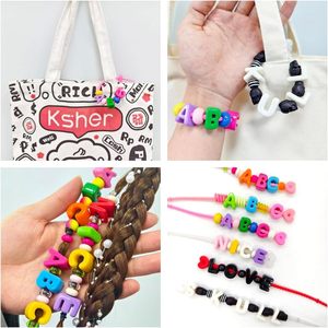 26ตัวอักษร20มมหลุมใหญ่ทำเครื่องประดับ DIY 50ชิ้นสีผสมตัวอักษรพวงกุญแจสำหรับเครื่องมือการศึกษา - Product Image 5
